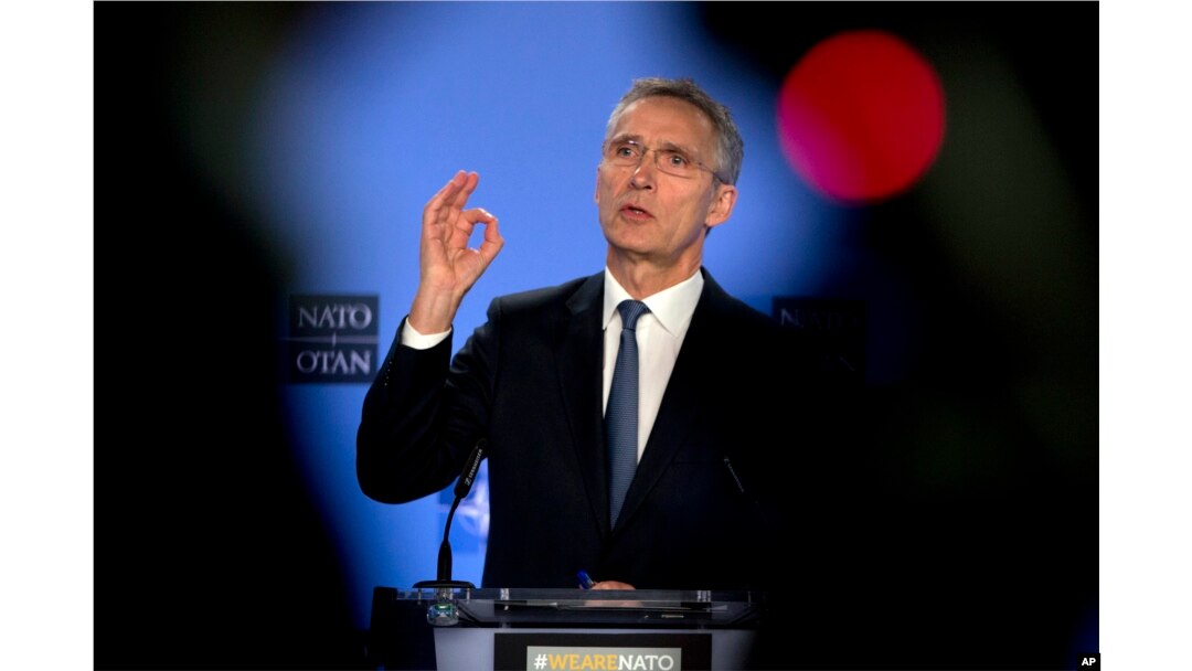 FILE - NATO Secretary-General Jens Stoltenberg speaks during a media conference after a meeting of the NATO-Russia Council at NATO headquarters in Brussels, Jan. 25, 2019.