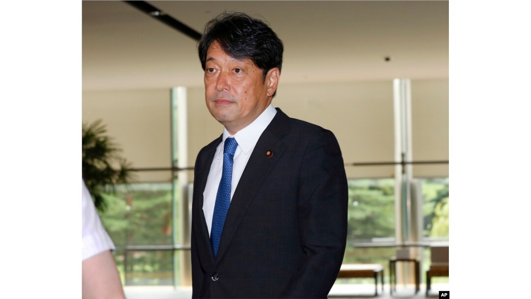 Japan's new Defense Minister Itsunori Onodera arrives at the prime minister's official residence in Tokyo, Aug. 3, 2017.