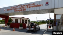 FILE - Turkish gendarmes work outside the Silivri prison complex near Istanbul, Turkey, August 5, 2016.
