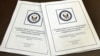 House Intelligence Committee's report on "national security threats posed by Chinese telecommunications companies Huawei and ZTE" is seen at a news conference in Washington, October 8, 2012.
