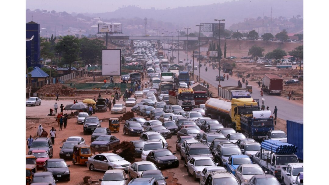 A traffic gridlock is seen as people attempt to rush out of Abuja, Nigeria, following efforts of the authorities trying to contain the spread of the coronavirus disease (COVID-19), March 30, 2020.