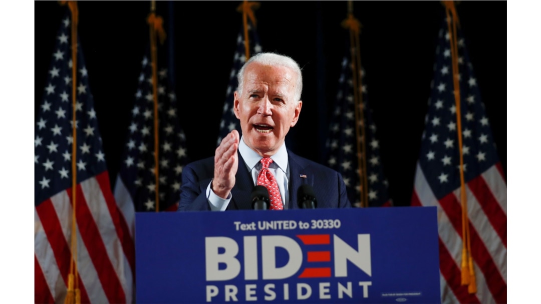 Democratic U.S. presidential candidate and former Vice President Joe Biden speaks about the COVID-19 coronavirus pandemic at an event in Wilmington, Delaware, March 12, 2020.