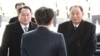 Vice chairman of the North Korean ruling party's central committee Kim Yong Chol and Ri Son-kwon, chairman of the Committee for the Peaceful Reunification of the Fatherland, arrive in Seoul, South Korea, Feb. 25, 2018. 