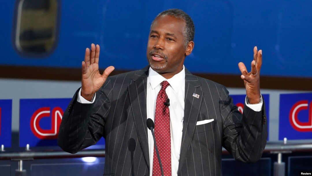 Republican U.S. presidential candidate Dr. Ben Carson speaks during the second official Republican presidential candidates debate, Sept. 16, 2015. 