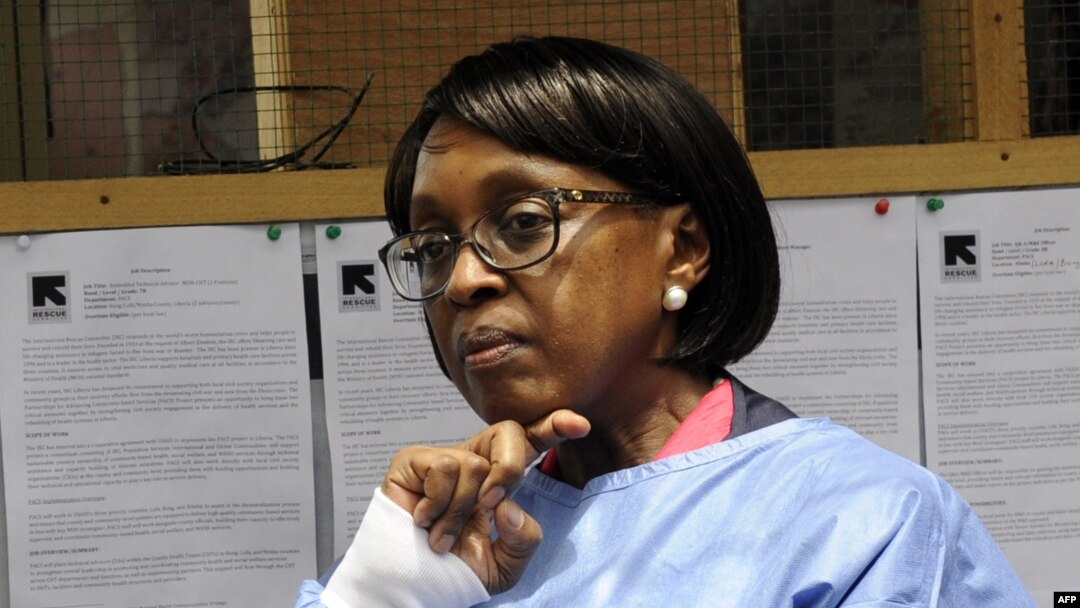 The director of the World Health Organization (WHO) for the Africa region, Matshidiso Moeti looks on during a visit to Zuma Town on the outskirts of the capital Monrovia, Liberia, April 22, 2015. In an exclusive interview with VOA, Moeti said in May, 2016, West Africa was better prepared to tackle future outbreaks of Ebola.