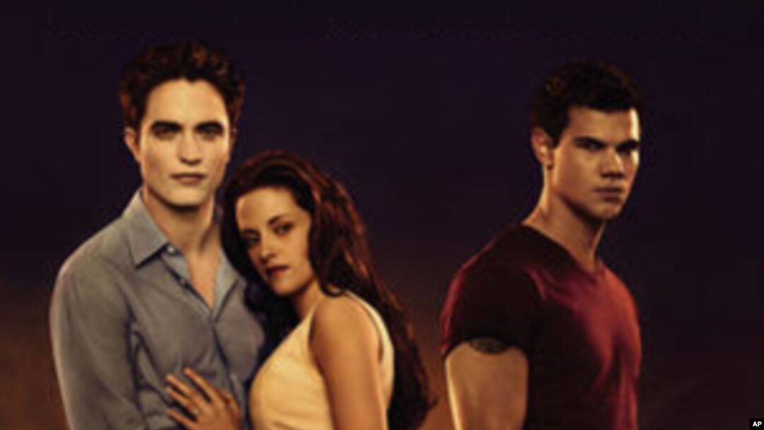 The lead characters in the "Twilight Saga," (from left) Edward, Bella and Jacob.