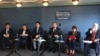 9일 워싱턴 내셔널 프레스클럽에서 북한 인권 토론회가 열렸다. 왼쪽부터 지성호 '나우' 대표, 통역을 맡은 임종범 변호사, 강철환 북한전략센터 대표, 그레그 스칼라튜 북한인권위원회 사무총장, 로베르타 코헨 전 국무부 인권담당 부차관보, 데이비드 맥스웰 미국 민주주의수호재단 선임연구원.