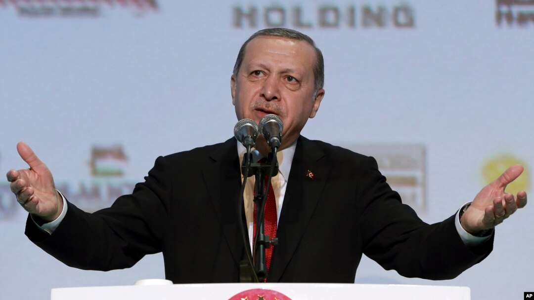 Turkey's President Recep Tayyip Erdogan addresses a business meeting in Istanbul, Nov. 9, 2016.