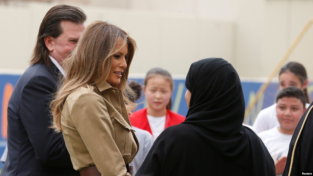 First lady Melania Trump visits American International School in Riyadh, Saudi Arabia, May 21, 2017. 