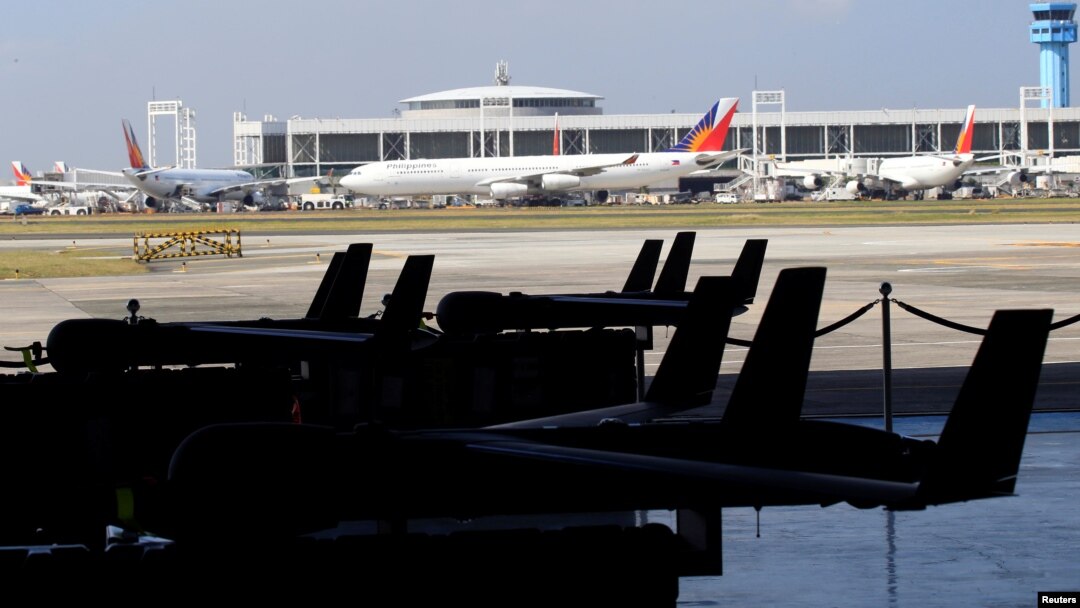 U.S. ScanEagle Unmanned Aerial Vehicles are displayed at a hangar before a transfer ceremony from the U.S. to the Philippine Air Force at the Villamor Air Base in Pasay city, Metro Manila, Philippines March 13, 2018.