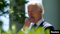 U.S. President Biden speaks about expanding high-speed internet access, during Rose Garden event at the White House in Washington