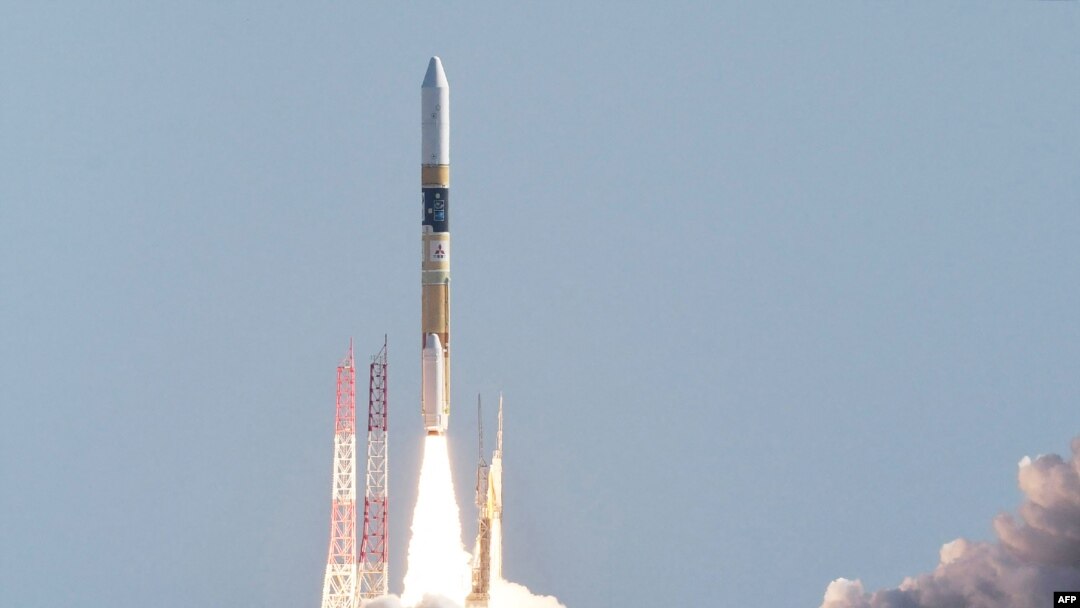  FILE - A rocket carrying a small lunar surface probe and other objects lifts off from the Tanegashima Space Centre on Tanegashima island, Kagoshima prefecture on Sept.7, 2023. Japan's "Moon Sniper" spacecraft will attempt a historic touchdown on the lunar surface this weekend.