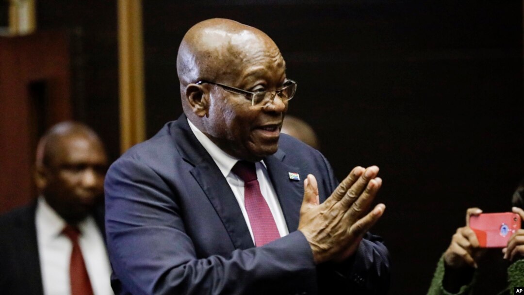 FILE - Caption Former South African President Jacob Zuma, in the High Court in Pietermaritzburg, Oct. 15, 2019. 