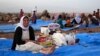 FILE - In this Sunday, Aug. 10, 2014 file photo, displaced Iraqis from the Yazidi community settle at a camp at Derike, Syria.